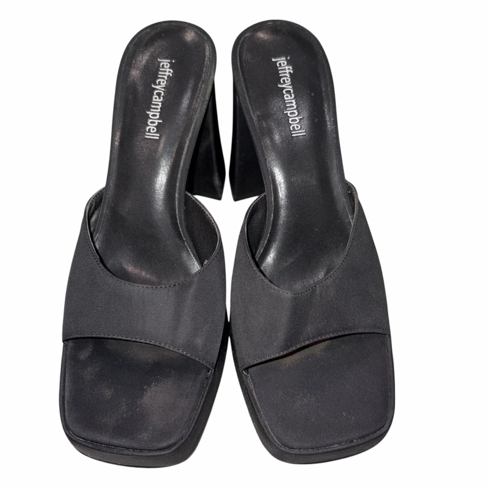 Jeffrey Campbell Black Ninety Platform Slide Sandals Shoes size 8 - Picture 3 of 11